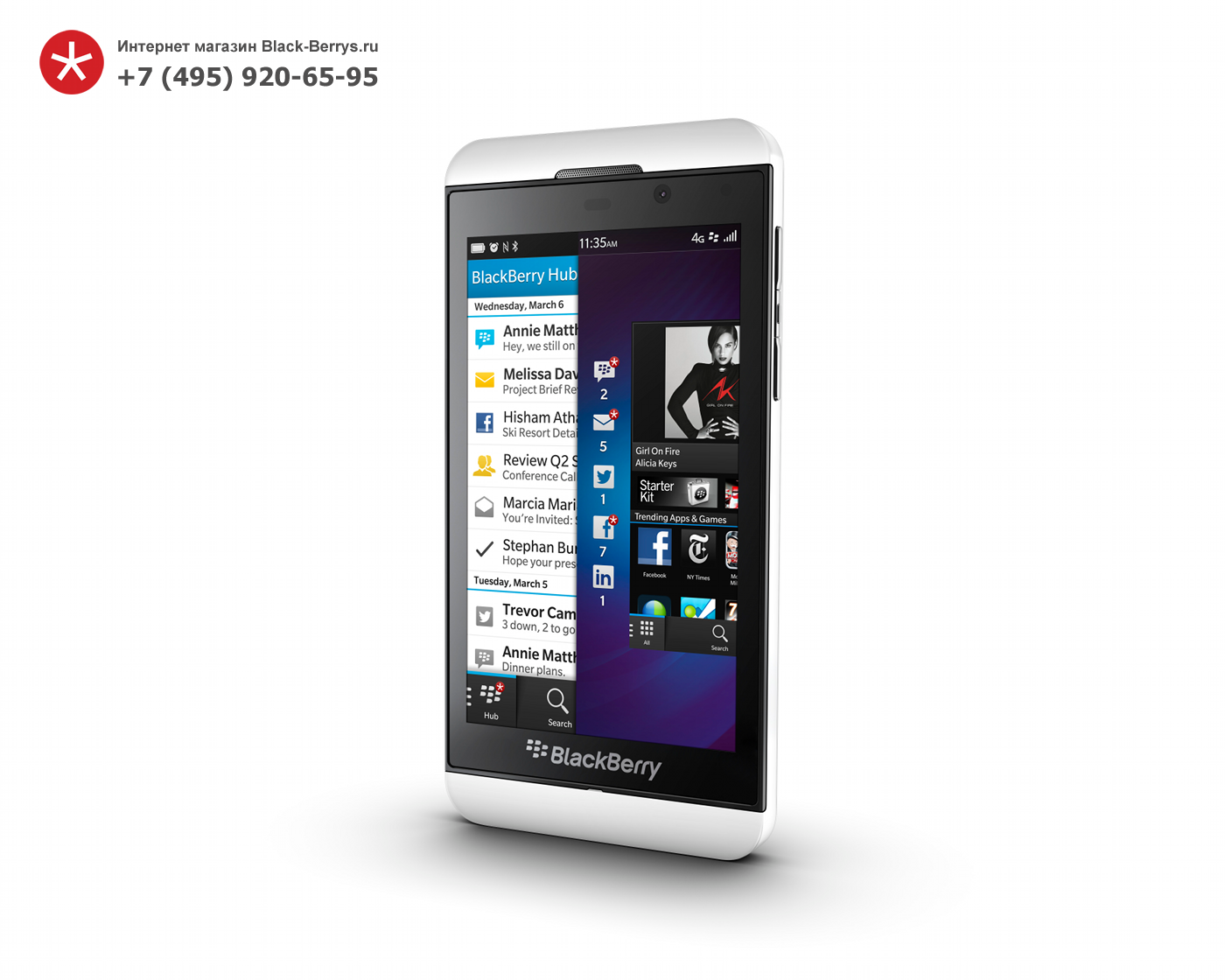 BlackBerry Z10 White 3G + 4G (LTE)